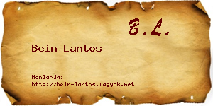 Bein Lantos névjegykártya